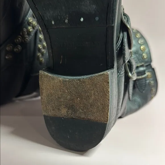 Frye Black Leather Studded Pull On Boots 5.5
