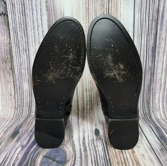 FRYE Black Melissa Button Short Leather Zipper Boots New Size 6.5