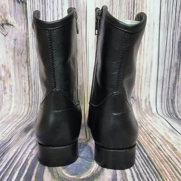 FRYE Black Melissa Button Short Leather Zipper Boots New Size 6.5