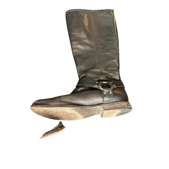 FRYE Boots Women's Phillip Harness Leather Knee High Tall Zipper Closure Size 10