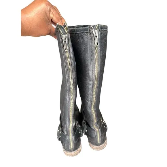 FRYE Boots Women's Phillip Harness Leather Knee High Tall Zipper Closure Size 10