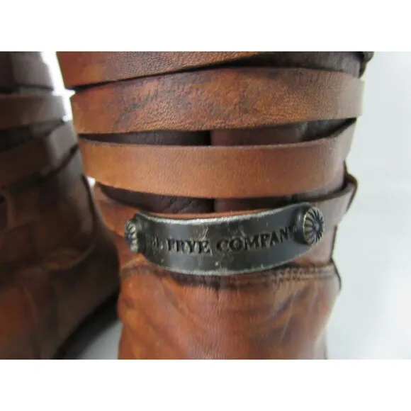 Frye Brown Leather Shirley Riding Plate Tall Western Riding Boots 6 B EUC
