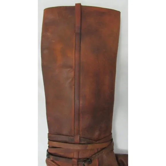 Frye Brown Leather Shirley Riding Plate Tall Western Riding Boots 6 B EUC