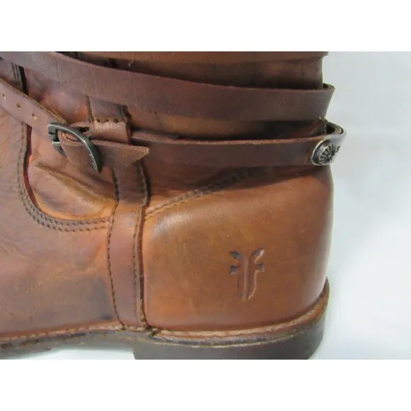 Frye Brown Leather Shirley Riding Plate Tall Western Riding Boots 6 B EUC