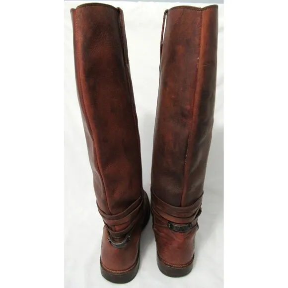Frye Brown Leather Shirley Riding Plate Tall Western Riding Boots 6 B EUC