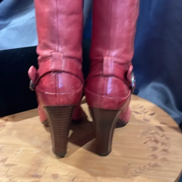 Frye distressed red Bethany Strappy Soft tall boots size 6