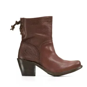 FRYE | Frye Ankle Carmen Brown Leather Pull On Boots Lace Up Back Sz. 8.5