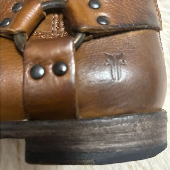 Frye Grey Phillip Harness Short Leather Boots in Brown Size 6.5
