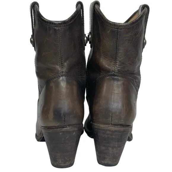 FRYE Jackie Button Short Boot In Slate Distressed chocolate brown 7.5