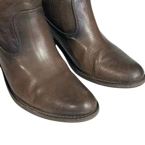 FRYE Jackie Button Short Boot In Slate Distressed chocolate brown 7.5