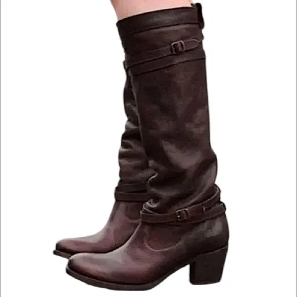 Frye Janae Strappy Tall Brown leather Boots