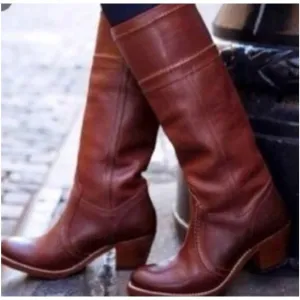 Frye Jane Stitch tall heeled boots, Brown, Size 8.5B
