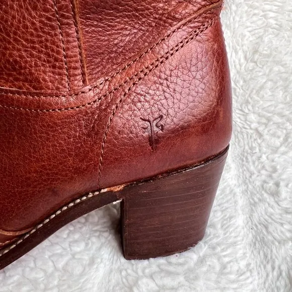 Frye Jane Stitch tall heeled boots, Brown, Size 8.5B