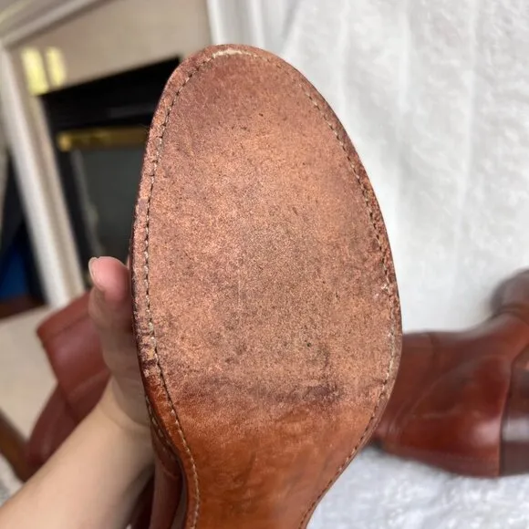 Frye Jane Stitch tall heeled boots, Brown, Size 8.5B