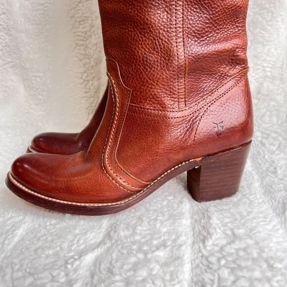 Frye Jane Stitch tall heeled boots, Brown, Size 8.5B