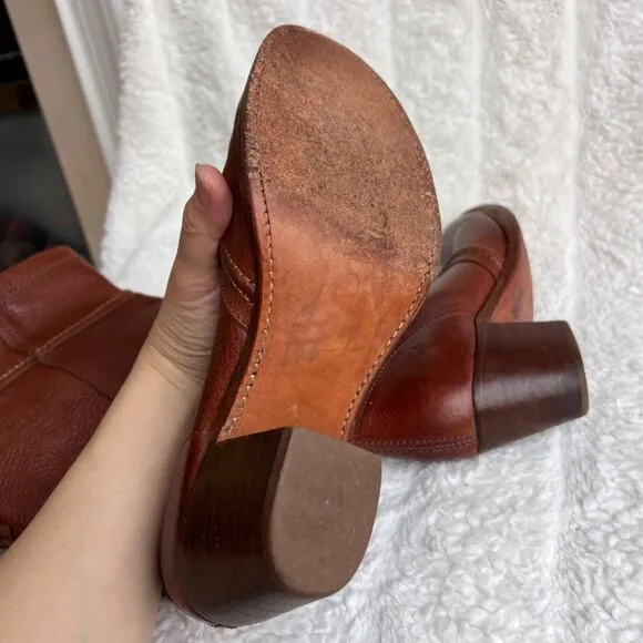 Frye Jane Stitch tall heeled boots, Brown, Size 8.5B