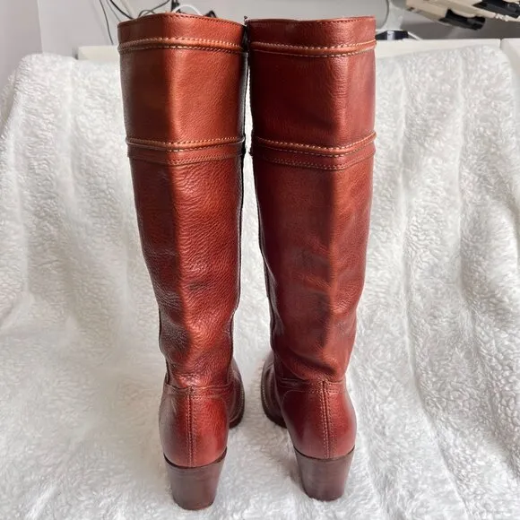 Frye Jane Stitch tall heeled boots, Brown, Size 8.5B