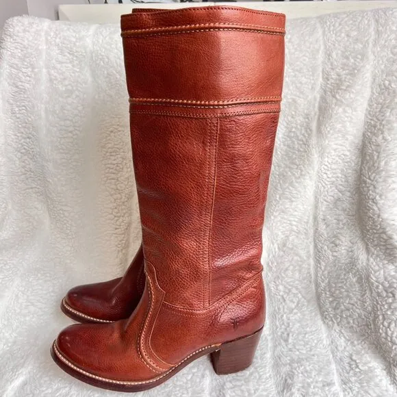 Frye Jane Stitch tall heeled boots, Brown, Size 8.5B