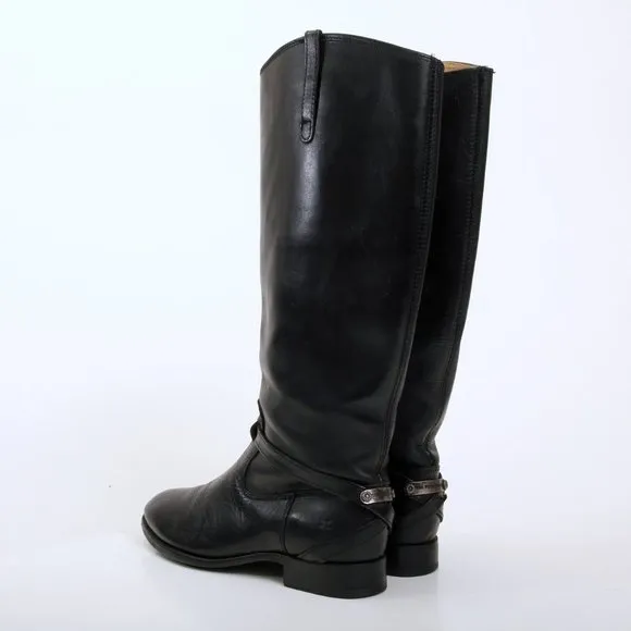 Frye Lindsay Plate Leather Tall Boots in Black