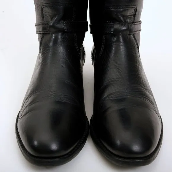 Frye Lindsay Plate Leather Tall Boots in Black