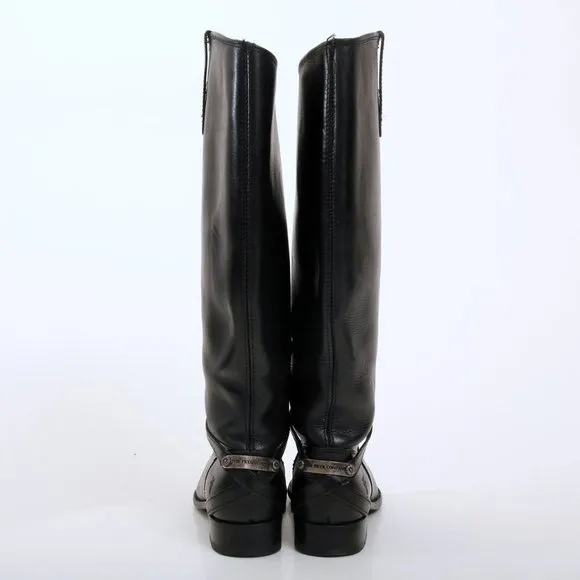 Frye Lindsay Plate Leather Tall Boots in Black