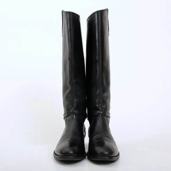 Frye Lindsay Plate Leather Tall Boots in Black
