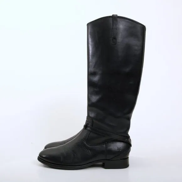 Frye Lindsay Plate Leather Tall Boots in Black
