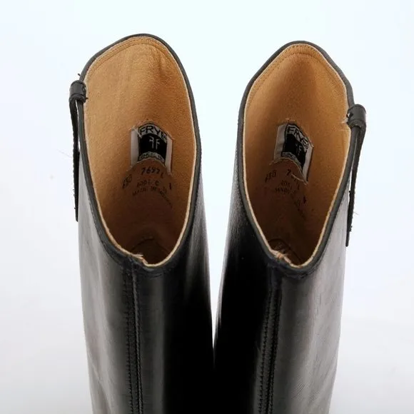 Frye Lindsay Plate Leather Tall Boots in Black