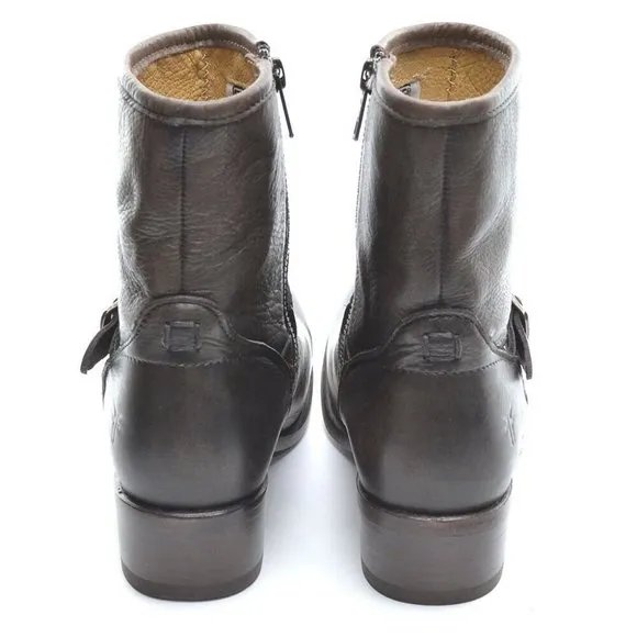 Frye Lynn Strap Short Leather Moto Chelsea Boot 6 M New