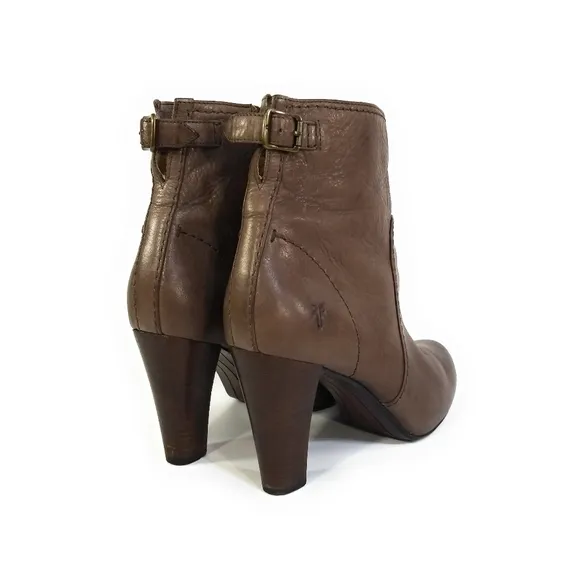 Frye Marissa Zip Short Leather Ankle Boots in Brown Womens Size 7.5 M