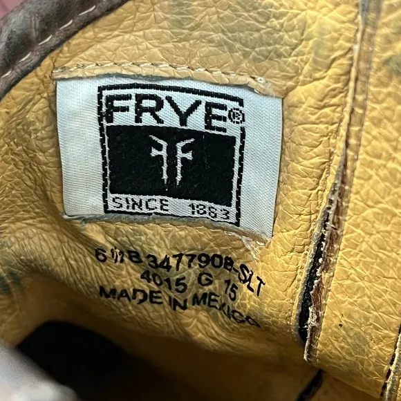 Frye Melissa Botton Short Brown Leather Distressed Western Boots Womens size 6.5