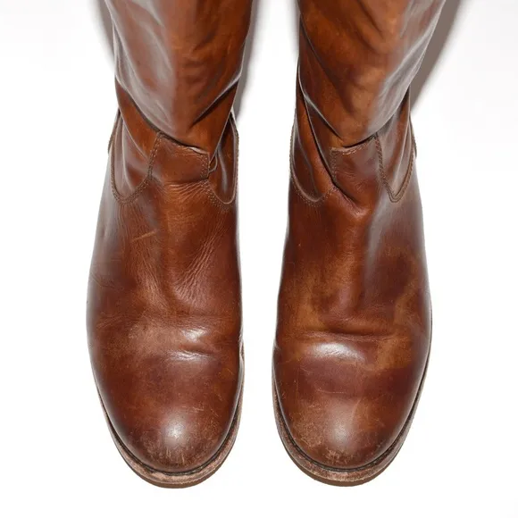 FRYE Melissa Button Back Zip Leather Riding Boots