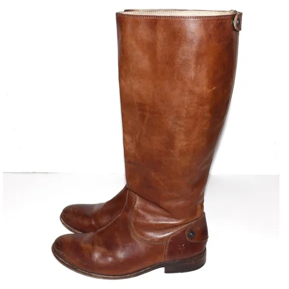 FRYE Melissa Button Back Zip Leather Riding Boots