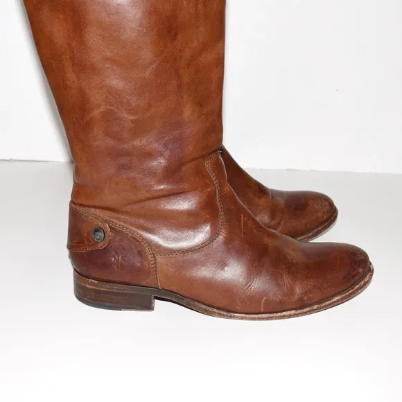 FRYE Melissa Button Back Zip Leather Riding Boots