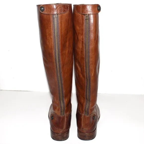 FRYE Melissa Button Back Zip Leather Riding Boots