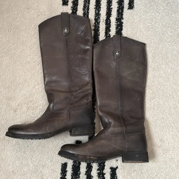 Frye Melissa Button Lug Tall Boots -  Smoke - 7.5 Women’s
