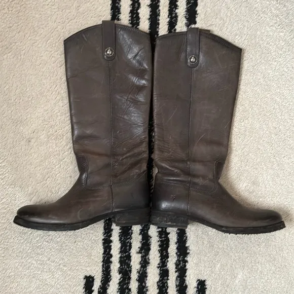 Frye Melissa Button Lug Tall Boots -  Smoke - 7.5 Women’s
