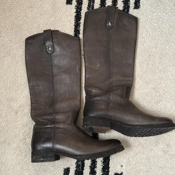 Frye Melissa Button Lug Tall Boots -  Smoke - 7.5 Women’s