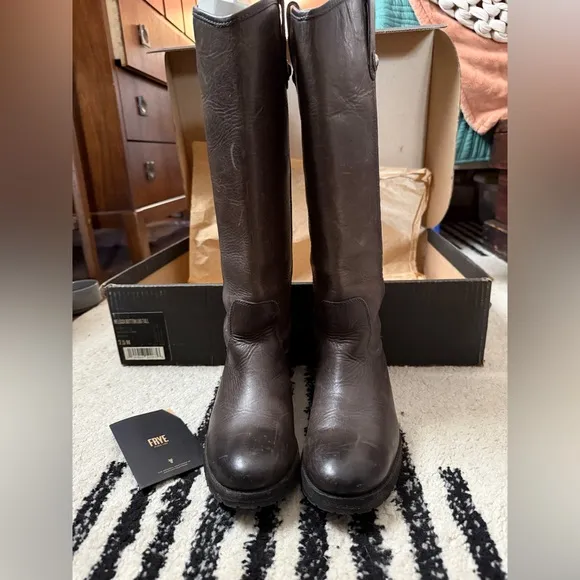 Frye Melissa Button Lug Tall Boots -  Smoke - 7.5 Women’s