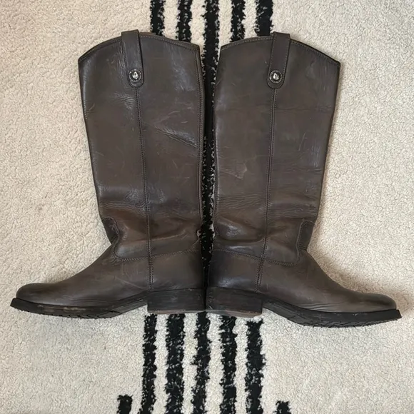Frye Melissa Button Lug Tall Boots -  Smoke - 7.5 Women’s