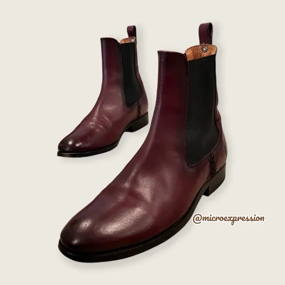 Frye Melissa Chelsea Oxblood Red Leather Comfy Low Heel Casual Short Ankle Boot