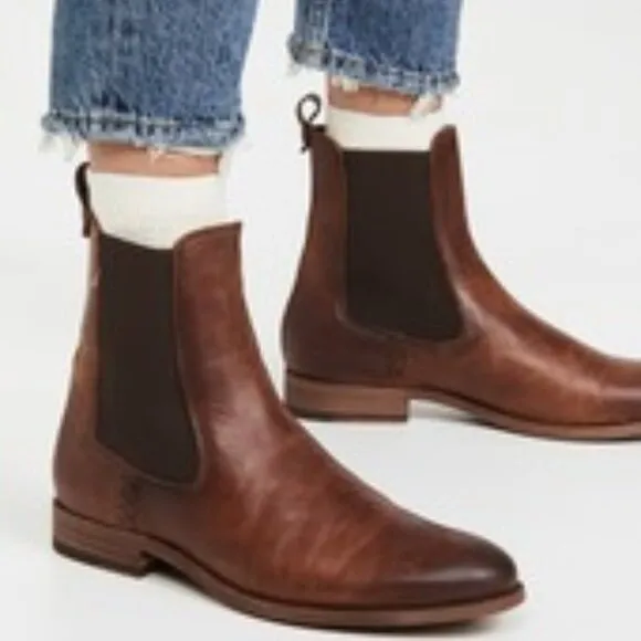 Frye Melissa Chelsea Oxblood Red Leather Comfy Low Heel Casual Short Ankle Boot