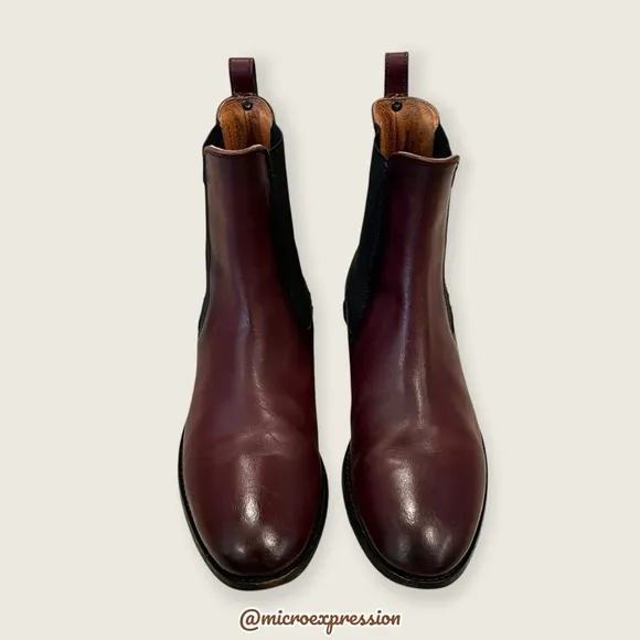 Frye Melissa Chelsea Oxblood Red Leather Comfy Low Heel Casual Short Ankle Boot