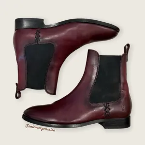 Frye Melissa Chelsea Oxblood Red Leather Comfy Low Heel Casual Short Ankle Boot