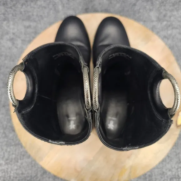Frye Melissa Harness Womens Size 9.5 Black Leather Pull On Short Dress Boots