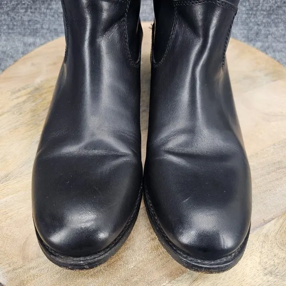Frye Melissa Harness Womens Size 9.5 Black Leather Pull On Short Dress Boots