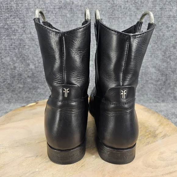 Frye Melissa Harness Womens Size 9.5 Black Leather Pull On Short Dress Boots