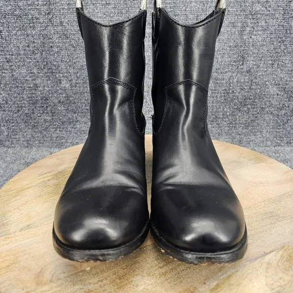 Frye Melissa Harness Womens Size 9.5 Black Leather Pull On Short Dress Boots