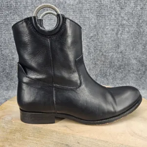 Frye Melissa Harness Womens Size 9.5 Black Leather Pull On Short Dress Boots