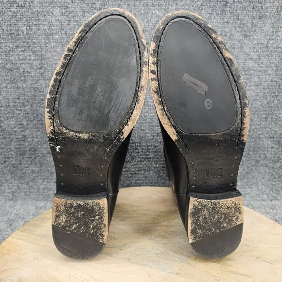 Frye Melissa Harness Womens Size 9.5 Black Leather Pull On Short Dress Boots